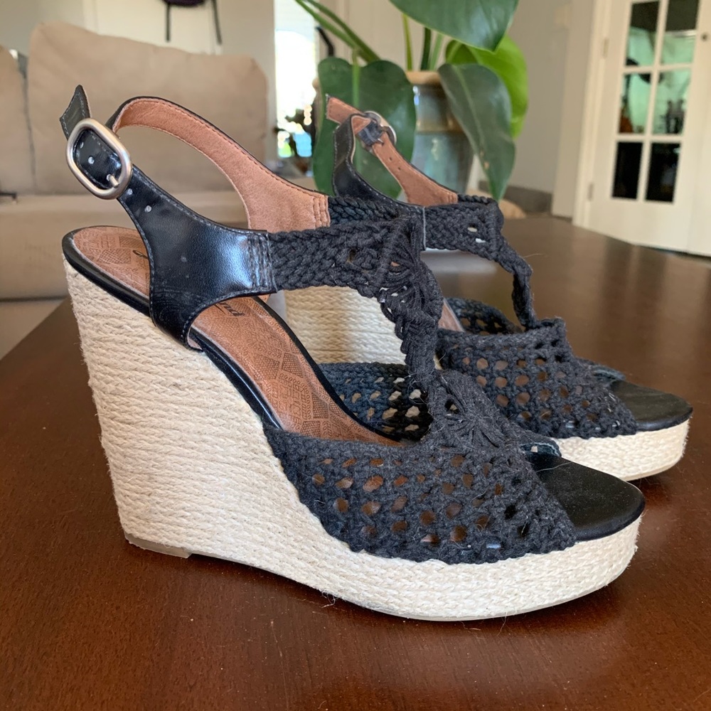 Lucky Brand black Heels Espadrille Wedge Platform